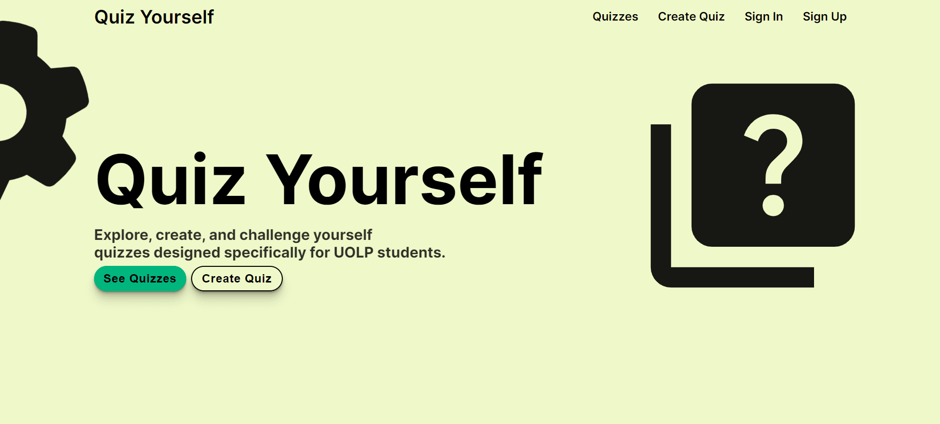 QuizYourself interface